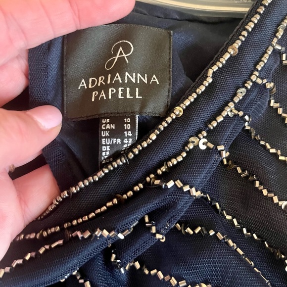 Adrianna Papell Navy Beaded Gown Size 10, BHLDN/Anthropologie, New With Tags - Picture 2 of 7